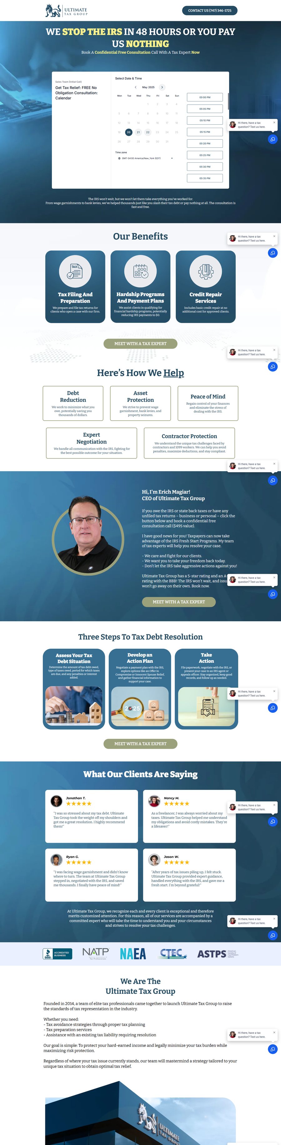 Ultimate Tax Group VSL page